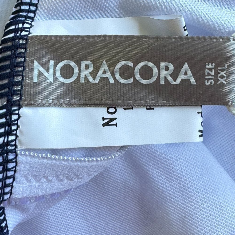 Noracora One Piece NEW WITH TAGS V-Neck Bird Print White has Royal Blue Trim XXL - Picture 8 of 14